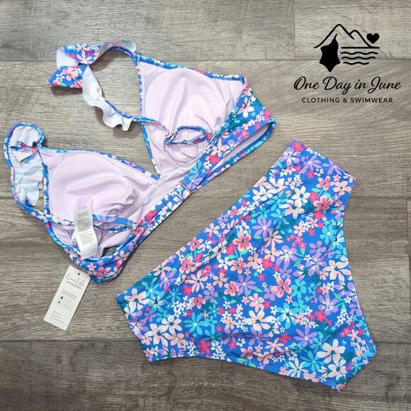 Cupshe Ruffle Shoulder Floral Bikini Swimsuit Size M - Picture 6 of 6